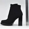 Hot Sale-New Fashion Infront Zipper Ankel Stövlar för Kvinnor Plattform 10cm Square High Heels Plush Women Boots Vinterhöst