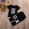 2019 New Moda Fashion Feitiço Kids Baby Boy Roupas sem dor sem letras de ganho impresso T-shirt Top + XO Calças 2 pcs Set Children Summer Sets