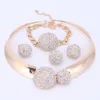 Nigerianischer Schmuckset Gold Farbe Strass Kristall Halskette Ohrring Armband Ring Set Für Frauen Braut Hochzeit Zubehör