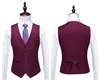 Costumes de mariage bordeaux chics pour hommes, coupe cintrée, smokings de marié pour hommes, costume deux pièces pour garçons d'honneur, vestes d'affaires formelles (veste + pantalon + gilet)