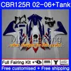 Kropp + Tank för Honda CBR-125R 125CC CBR125RR CBR125R 02 03 04 05 06 272HM.2 CBR 125 R 125R 2002 2003 2004 2005 2006 Glansig svart All Fairing