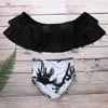 Branco sexy 2 peça das mulheres s biquíni 2019 swimsuit designer swimwear off ombro ruffled flounce crop top bikini com recorte conjunto inferior