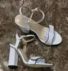 Summer Women High-heel Leather Sandals Designer Sandals Double Gold-toned Hardware Ankle Strap Sandals Dress Wedding Shoes 7.5 /10.5 cm