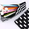 Zwart Gestreepte Potloodzak Pocket Cosmetische Potloden Pennen Houder Storage Case Bags Office School Leverancier