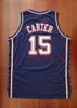 Basketball Jersey New North Vince 15 Carter Jersey Throwback Broderi Red Navy Blue Retro Custom Made Double Stitched Big Storlek S5XL