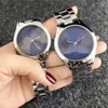 Reloj de pulsera de cuarzo de marca para mujeres, hombres, amantes con relojes de banda de metal de acero de cristal colorido C6239-1