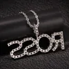 Custom Name Iced Out Brev Necklace Mens Hip Hop Guld Silver Kvinnor Bokstäver Hängande Halsband Jewerly