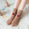 Meias femininas de veludo coral meias para meninas desenhos animados meias para dormir meias quentes de natal meias grossas meias de outono calcetines presente B6727