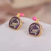 Mode-top qualité élégante boucle d'oreille charmes avec perle boule violet bouteille de parfum designer mère cadeau fille PS6757