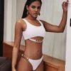 Catena Scava Fuori Costumi Da Bagno Donna Bikini Bianco 2020 Nuovo Costume Da Bagno A Vita Bassa Biquini Set Push Up A Due Pezzi Set Costume Da Bagno