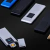 Plus récent Briquets ultra-minces colorés USB Conception innovante Chargement de l'état de la batterie Détection d'empreintes digitales pour la cigarette Pipe Bong