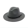 Lã feltro fedora chapéu tampa larga borda com cinto senhoras trilby chapeu feminino chapéu mulheres homens jazz igreja goodfather sombrero tampões