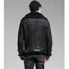 2019 новый мужской черный B3 Sheepskin куртка с шерстью с двойным воротником кожаная куртка короткие зимние шубы мужские мотоцикл
