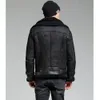 2019 Nya Mens Black B3 Sheepskin Shearling Jacka Dubbelkrage Läderjacka Kort Vinterpäls kappa Morscycle