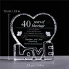 40th Anniversary Wedding Gifts A Heart Shape Crystal Ornament Laser Engraved Memorable Souvenir Presents For Wife Or Husband