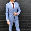 Linne mens bröllop tuxedos 2019 ny vår sommar 3 stycken brudgum byxor passar två knapp formella bästa män jackor blazer kostymer