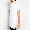 Brand New Odzież Męska Czarna Bawełniana T-Shirt Hip Hop Krótki Rękaw Longline Regular T-Shirt Zip O-Neck Streetwear Długie koszulki