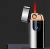 最新のカラフルなタッチUSBライターガス亜鉛合金電子2機能フィンガープリントタバコジェット風のブタン喫煙ライター