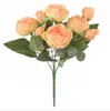 Wholesale artificial flower silk plastic roses bouquet with favourable price 9 flower heads rose silk flower