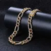 Nieuwe Mode 18K Vergulde Volledige CZ Zirconia Heren Koper Figaro Collier 10mm Diamond Gold Hip Hop Sieraden Geschenken voor Jongens Groothandel