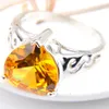 5pcs Lot Wholesale Solitaire Engagement Jewelry Heart Yellow Citrine Gems Gems 925 Sterling Silver Plated For Women Rings US Size 7 8 9