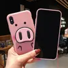 Coque de téléphone cochon rond pour iPhone X XS Max XR couverture de dessin animé 3D mignon pour IPhone8 6s 7plus avec support de nez de cochon lanière