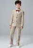 Beau garçon vêtements de cérémonie revers cranté 3 pièces enfants mariage Tuxedos été garçons pantalons costumes (veste + gilet + pantalon)