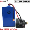 Batterie au Lithium 51.2V 30AH LiFePo4 3.2V 16S batterie de vélo électrique batterie de vélo électrique pour moteur Bafang BBSHD 2000W + chargeur 5A