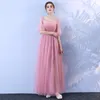 Blush Rosa Longo Tulle Dama de Honne Dos Vestidos De Casamento Vestido De Casamento com Praças 2019 Robe Demoiselle d'Honneur