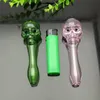 Tubos de vidrio Fabricación para fumar Tubo de vidrio de cabeza fantasma cóncava de cabeza plana de color soplado a mano