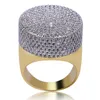 Hochwertiger Hip Hop Mintgrüner Zirkonia Bling Sechseck-Ring 18 Karat Gelbgold vergoldet Herren-Fingerring Diamant-Rap-Ring