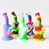 8.5inches Silicone Water Pipe Recycler Bubbler unbreakabale silicone bongs with silicone downstem and 4mm quartz banger