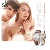 Shengke Women Dress Watches Luxury Lovers Par Watches M￤n Datum Vattent￤ta Women Leather Strap Quartz Wristwatch Montre Homme
