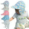 Gorro de playa con protección UV para niños pequeños, gorro de playa con estampado Floral de ballena de dibujos animados, gorra ajustable para el sol al aire libre con solapa para el cuello