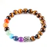 7 Reiki Chakra Armband Natursten Lila Kristallpärlor Armband Energy Beads Yoga Armband För Män Kvinnor Tiger Eye Stone Armband