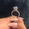 Unique classique couronne bague de mariage bijoux de mode réel 925 argent Sterling or rose remplissage blanc topaze fête femmes fiançailles Ban221S