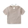 Ensemble deux pièces de vêtements pour filles et garçons, couleur unie, t-shirt à manches courtes + PP court, doux et confortable, pour enfants, nouvelle collection été