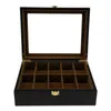 Scatole per orologi Custodie 10 griglie Scatola di legno Espositore per gioielli Custodia per organizer Custodia Dispay1