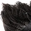 Brezilya Doğal Siyah 12 ila 26 inç 4B Afro Kinky Kıvırcık 120g Horsetail kütikül Hizalanmış Bakire İnsan Saçlı Çizim At kuyruğu
