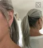 Wrap Around Ponytail Silver Gray Hair One Piece Clip in Pony Tial Hair Extensions 14inch 80g-120g for Girl Lady Women Dyed Free Grey