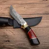 New Bowie Blade Survival Straight Hunting Knife 440C Steel Blade Wood Handle Fixed Blades Knives With Leather Sheath