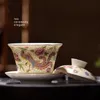 Conjunto de chá de flor única esmaltado phoenix gaiwan terrina para leite oolong chá osso china capa tigela auspicioso acessórios de chá bebida