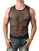 Hommes maille hauts sport pure coupe ajustée entraînement voir à travers T-shirt haut Sexy filet de poisson Muscle T-shirt gilet M-XXL229y