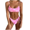 Tie Dye Bikini 2020 Pink Sexy G String Swimsuit Thong Women Push Up African Swimwear Micro Floral Print Strappy Bathing Suits 01