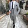 Groomsmen Light Grey Groom Tuxedos Notch Lapel Men Suits Wedding Best Man Bridegroom (Jacket + Pants + Vest + Tie)