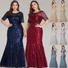 Illusion Sequins Mermaid Floor Length Prom Party Long Evening Dress Special Occasion Dresses Custom Made Plus Size Evening Gowns Robes