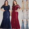 Illusion Sequins Mermaid Floor Length Prom Party Long Evening Dress Special Occasion Dresses Custom Made Plus Size Evening Gowns Robes