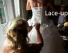 Vestidos de Noiva de Noiva Personalizados de Renda Sem Mangas Alto Baixo Frente Curto E Longo Costas Vestido de Casamento com Cadarço Robe De Mariee190C