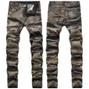 Mäns nödställda rippade magra jeans mode mens jeans smala motorcykelmoto cyklist mens denim byxor hip hop män jeans 1605278g