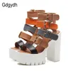 Gdgydh Women Sandals High Heels 2020 New Summer Fashion Buckle Female Gladiator Sandals Platform Shoes Woman Black Big Size 42 CX200610